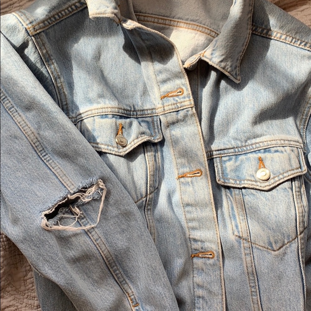 Topshop elbow ripped denim jacket